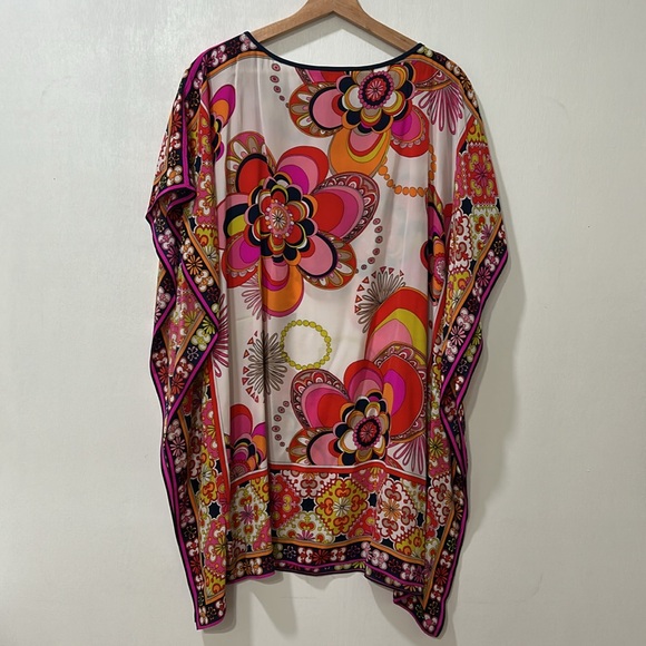 TRINA TURK WOMENS TUNIC ROUND NECK LIGHTWEIGHT MULTICOLOR Sz ONE SIZE - Picture 2 of 8